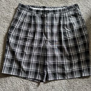 Men black plaid shorts